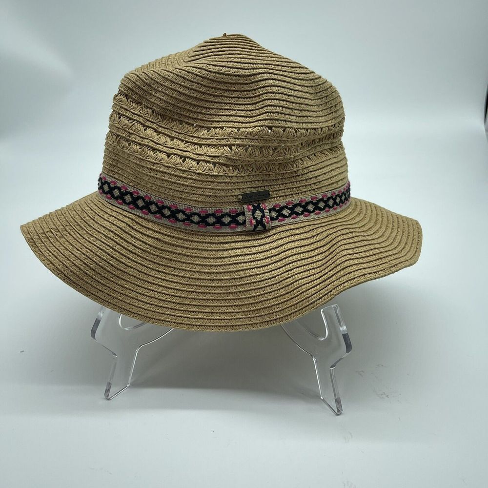 EDDIE BAUER SUN HAT FEDORA PAPER‎ STRAW WIDE BRIM FLOPPY KHAKI